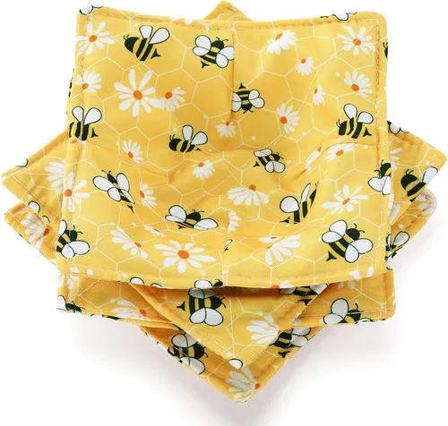 Miniatura 27 de Cunhill 4 Piezas Soportes Acogedores de Algodón para Tazones de Microondas para Comida Caliente Almohadillas Calientes Agarraderas para Tazones
