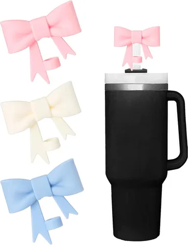 Miniatura 35 de Juego de 4 fundas de popote con diseño de estrella compatibles con vasos Stanley de 30 y 40 onzas, reutilizables, bonitas puntas de popote