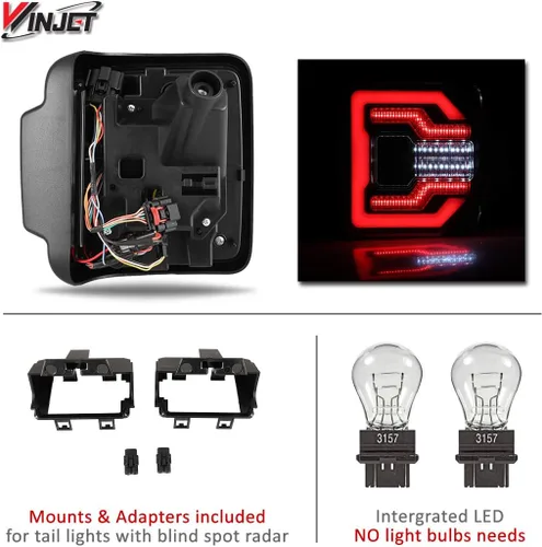 Miniatura 5 de Lámparas de cola Winjet Compatibles con Jeep [2018-2025 Wrangler JL] y [2021-2025 Jeep Wrangler 4XE Plugin] Luces traseras secuenciales LED