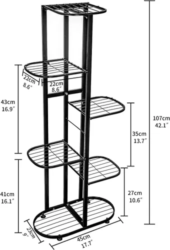 Miniatura 6 de Moutik - Soporte vertical para macetas de jardín, 6 niveles para 7 macetas, estantería múltiple para plantas