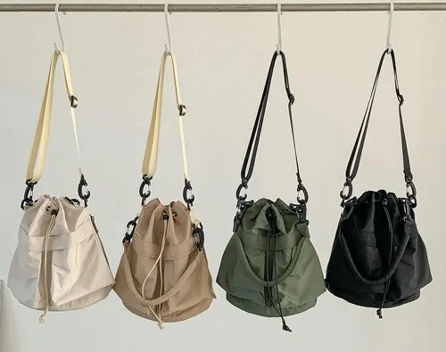 Miniatura 5 de Bolso bandolera de nailon con cordón para mujer, bolso de hombro estilo hobo casual