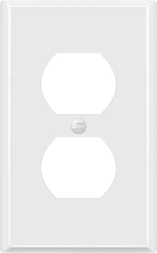 Miniatura 34 de ENERLITES Placa de pared de metal dúplex para receptáculos, cubierta de salida de acero inoxidable, resistente a la corrosión, tamaño de 1 banda