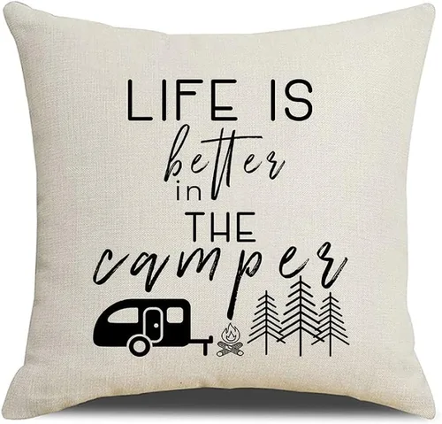 Miniatura 7 de Fundas de almohada de lino y algodón con texto en inglés "The Best Memories are Makes" (Los mejores recuerdos están hechos) de lino y algodón, 18 x