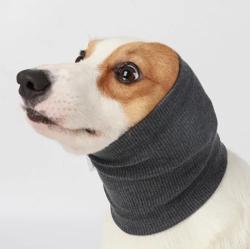Miniatura 9 de Envolturas para las orejas sin sacudidas para perros, suave con capucha calmante para perros, orejeras para ansiedad, aseo, baño, natación, Negro