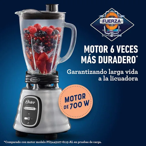 Miniatura 3 de Batidora clásica Oster reversible tarro de vidrio cromado BLSTBESTE013