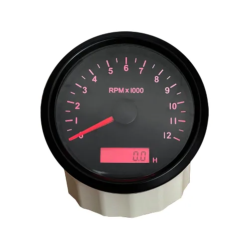 ELING Tacómetro universal Medidor RPM con medidor de horas ajustable y alarma RPM 0-12000RPM 3.346 in con retroiluminación Negro+Negro