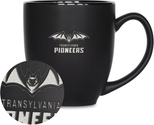 Miniatura 442 de Rico Industries - Taza de cerámica mate negra con grabado láser estándar de 15oz para NCAA (escuelas T & U) - Para bebidas calientes o frías
