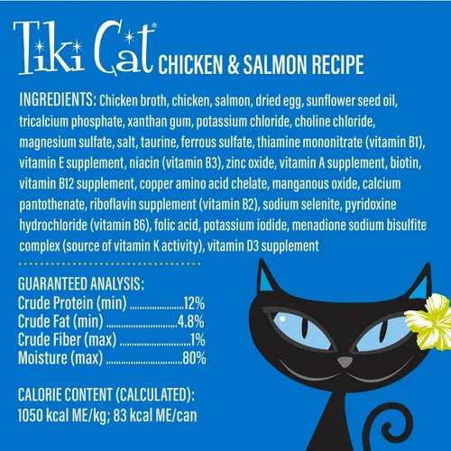 Miniatura 6 de Tiki Cat Luau Velvet Mousse, pollo y salmón en caldo, nutrición completa para una dieta equilibrada, comida húmeda para gatos para todas las etapas