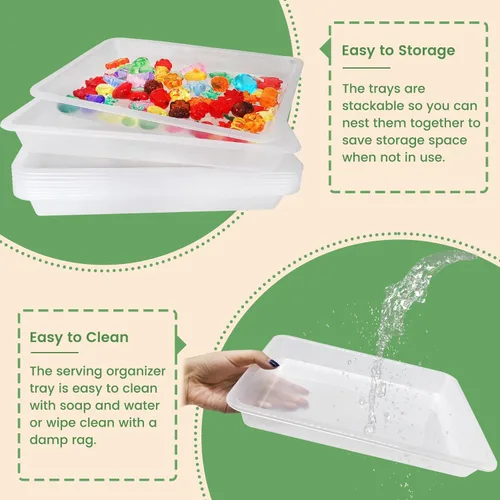 Miniatura 4 de 10 bandejas de arte de plástico para actividades, bandeja apilable para manualidades, bandeja de almacenamiento plana, bandeja organizadora