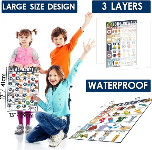 Miniatura 3 de 16 tablas de sonido para la clase de fónica de las artes del lenguaje para niños, aprendizaje de vocales para niños pequeños, pósters de fónica