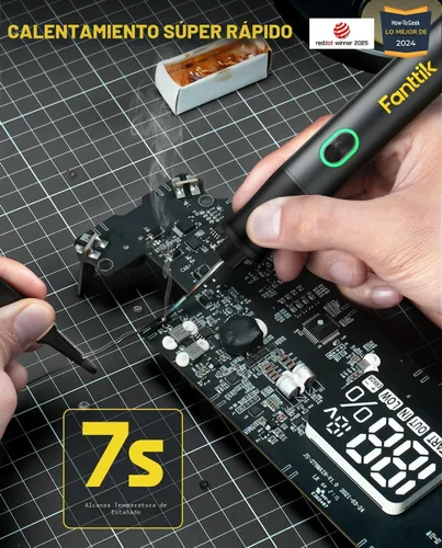 Miniatura 2 de Kit de soldador Fanttik T1 Max, soldador inalámbrico, calentamiento rápido de 7 segundos (390°F-840℉), auto-descanso, 4 puntas de soldadura