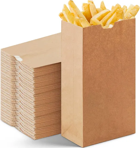 Miniatura 9 de CulinWare Bolsas de papel marrón forradas con cera de 1 libra, resistentes a la grasa, ecológicas, desechables, parte superior plegable, 250