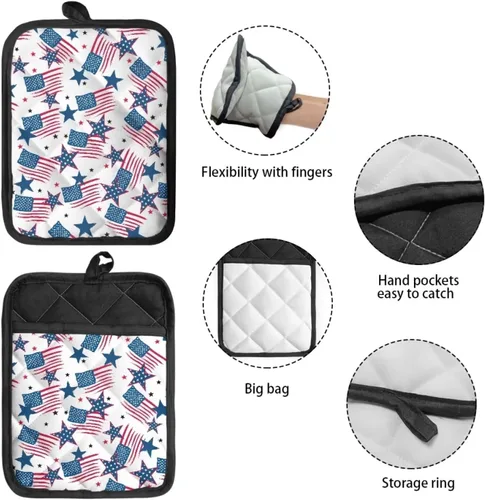 Miniatura 4 de Gomyblomy Patriots - Juego de 2 protectores de cocina de Patriot, resistentes al calor, antideslizantes, tapetes térmicos ligeros para encimera