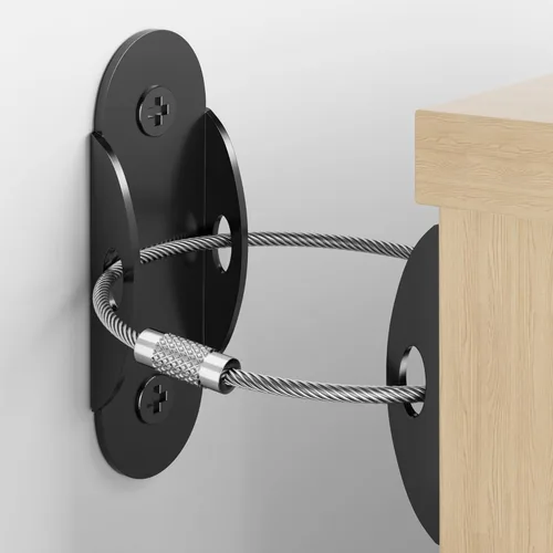 Miniatura 10 de RORMGO Anclajes para muebles, paquete de 10 anclajes antipunta para muebles a prueba de bebés, correas de anclaje de pared de metal extra fuertes