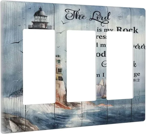 Miniatura 63 de Cubiertas Decorativas para Placas de Interruptor Diente de León Azul Rústico Citas Inspiradoras Casa de Campo Tablón de Madera Gris 1 Gang Cubierta