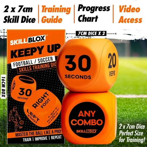 Miniatura 4 de SKILL BLOX Dados de Entrenamiento de Pateo de Fútbol (2 piezas) - Regalos de Fútbol para Niños de 8-12 Juego de Habilidades de Dominios - Accesorios