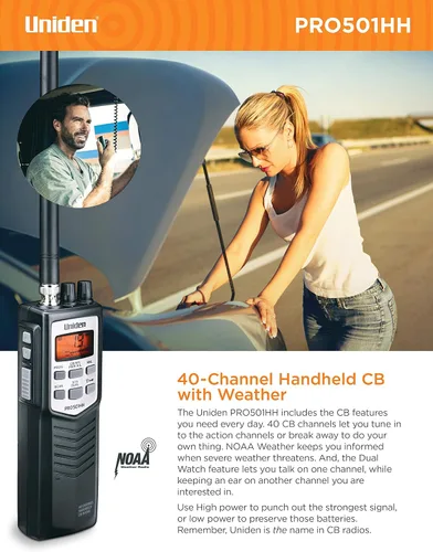 Miniatura 2 de Uniden PRO501HH Pro-Series - Radio CB portátil de 40 canales, radio de emergencia/viaje, pantalla LCD grande, ahorro de energía alta/baja, 4 vatios