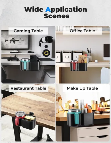Miniatura 7 de KEMIMOTO Soporte para tazas de escritorio, organizador para mesa de oficina, silla de césped, carrito de golf, bote de pontón, adecuado para la Negro
