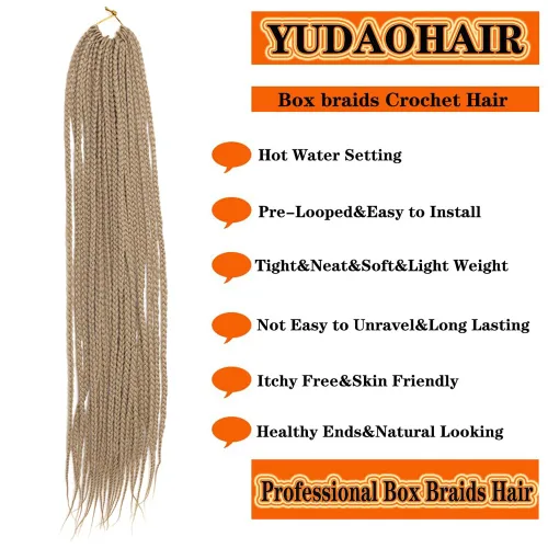 Miniatura 2 de Extensiones de cabello trenzado tipo box de 24 pulgadas, hechas a mano, para mujeres y niñas, extensiones de cabello trenzado, 24#, 3 paquetes, 22