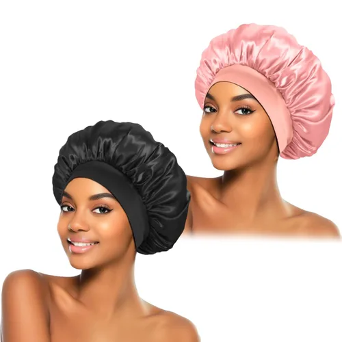 Miniatura 8 de ZHENSILK 2 piezas de gorro de satén para dormir, gorros de seda para el cabello, gorro de dormir de seda con banda elástica suave, envoltura