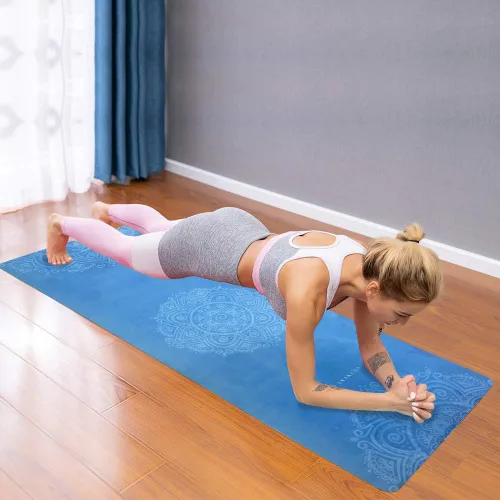 Miniatura 7 de Tapete de yoga de viaje, antideslizante, de gamuza con bolsa de transporte, tapete de fitness multiusos con superficie antidesgarros de alta