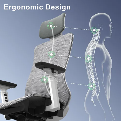 Miniatura 4 de Logicfox Silla de oficina ergonómica, silla de escritorio de malla con respaldo alto, soporte lumbar ajustable y reposabrazos 3D, silla giratoria