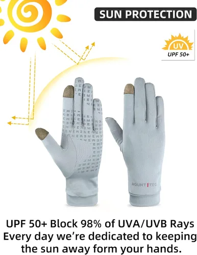 Miniatura 3 de Guantes de protección UV para hombre y mujer, guantes para pantalla táctil, UPF 50+, guantes de protección solar para ciclismo, pesca, correr