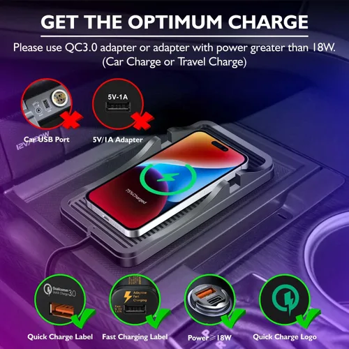 Miniatura 2 de Cargador inalámbrico para coche, almohadilla de carga antideslizante, 15 W, 10 W, 7.5 W, cargador rápido, adaptador de montaje para iPhone 13 12 Pro