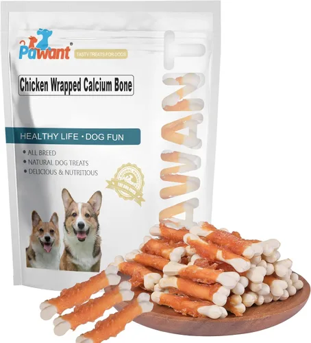 Perro Mastica Cachorro Aperitivos De Entrenamiento De Pollo Envuelto Hueso De Calcio Sin Cuero Crudo Golosinas Para Perros 0.5lb/227g