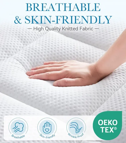 Miniatura 6 de BDEUS Cubrecolchón impermeable de doble capa de espuma viscoelástica de 3 pulgadas, tamaño individual, espuma viscoelástica de gel de 2 pulgadas más