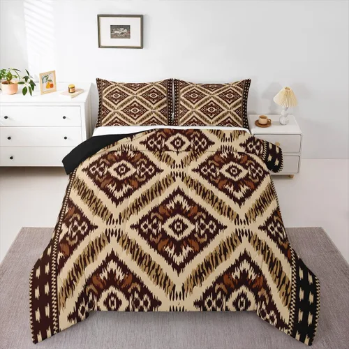 Miniatura 15 de Erosebridal Juego de edredón exótico tamaño individual, ropa de cama tribal, estadounidense, suroeste, étnico, bohemio, abstracto, geométrico, juego
