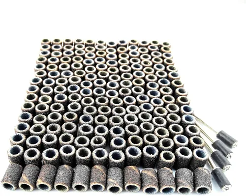 Miniatura 6 de Merryland Banda de lijado de tambor para Dremel 184 piezas, 120 # 1/2 pulgada manga de lijado 180 piezas y mandril 4 herramientas rotativas