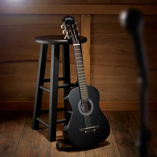 Miniatura 4 de Ashthorpe - Paquete de guitarra acústica para principiantes de 30 pulgadas (negro), kit básico de iniciación con funda, cuerdas, correa, afinador