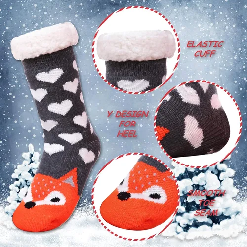 Miniatura 4 de DYW Women Non Slip Slipper Socks Fuzzy Socks for Women Fluffy Cozy Animal Soft Thick Warm Winter Fleece Lining Home Socks