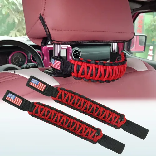 Miniatura 6 de Asas de agarre de barra antivuelco + mango de agarre para reposacabezas compatible con Jeep Wrangler JLU JK JKU TJ YJ TJ JT JL Sport Sahara Freedom