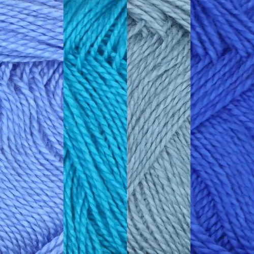 Miniatura 2 de JubileeYarn - Hilo deliciosamente fino, 1.76 oz/madeja de rayón de bambú y encaje, tonos de azul, 4 madejas