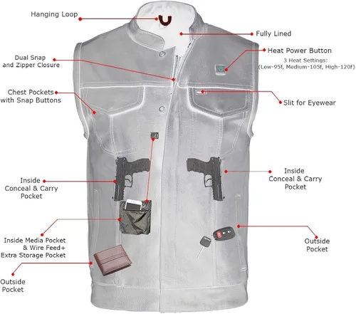 Miniatura 4 de Milwaukee Leather Men's Standard Mlm3524set Black All Season Leather Club Vest