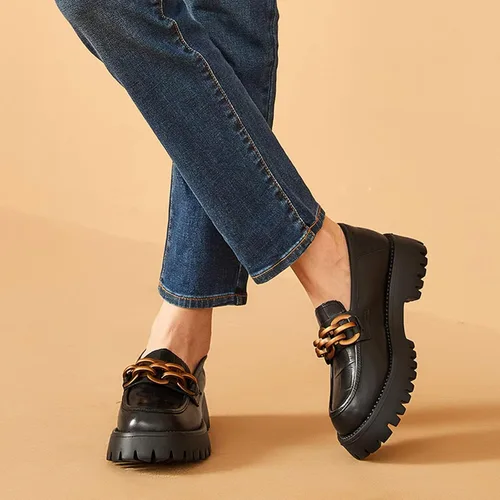 Miniatura 3 de Beautoday - Mocasines de plataforma para mujer, mocasines gruesos para mujer, suela de talón grueso, mocasines con punta redonda, zapatos de trabajo
