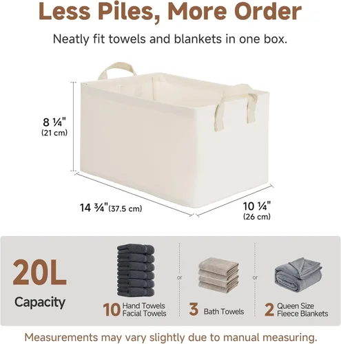 Miniatura 2 de StorageWorks Closet Storage Bins, Storage Baskets for Shelves, Closet Organizers and Storage Bins with Metal Frame, Handles, Beige, Cool Silky
