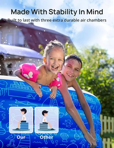 Miniatura 5 de Piscina inflable grande con toldo, 150 x 70 x 20 pulgadas, piscina inflable de tamaño completo para niños y adultos, piscina infantil con sombrilla