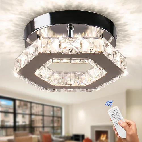 Miniatura 11 de Mini Lámpara de Araña LED de Cristal - Lámpara de Techo Empotrada Regulable Moderna con Control Remoto - Pequeña Lámpara de Araña de Estrella