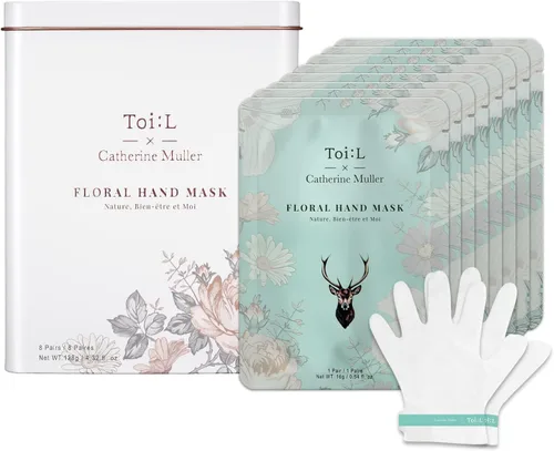 Catherine Muller - Máscara de mano floral 8 pares, guantes hidratantes para manos secas con flor de saúco y CICA, tratamiento reparador y nutritivo