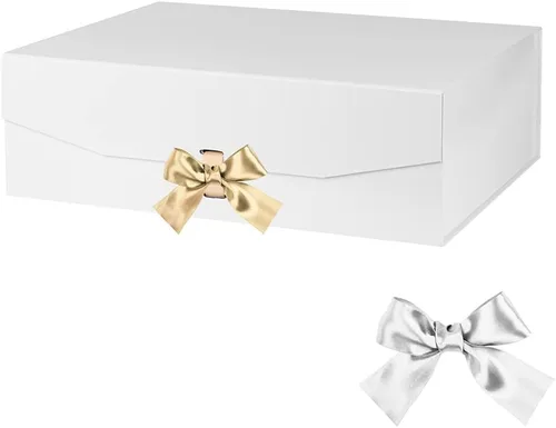 Miniatura 18 de GoooodGift Caja de regalo grande blanca de 13 x 11 x 5.3 pulgadas, caja de regalo con tapa cierre magnético, Navidad, cajas de regalo plegables