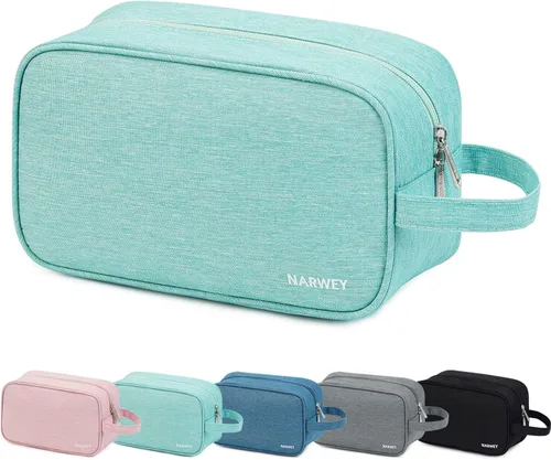 Miniatura 7 de Bolsa de aseo grande de tamaño completo, bolsa de cosméticos, bolsa de maquillaje de viaje, organizador para mujeres, hoja verde Z, M