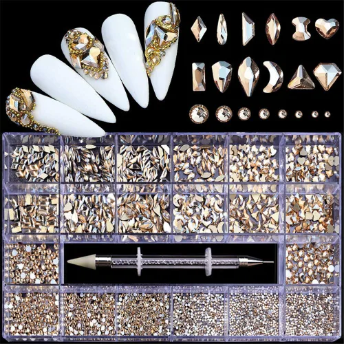 Miniatura 14 de 1 caja 3D lindo oso/pajaritas/mariposa resina decoración de uñas Aurora flores diseños holográficos adornos de uñas falda suministros de uñas