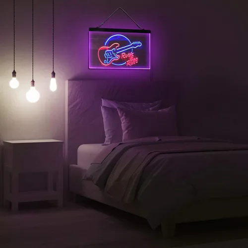 Miniatura 6 de ADVPRO Rock & Roll - Letrero de neón LED de doble color, banda de guitarra eléctrica, color azul y rojo, 12 x 8.5 pulgadas, st6s32-i2303-br