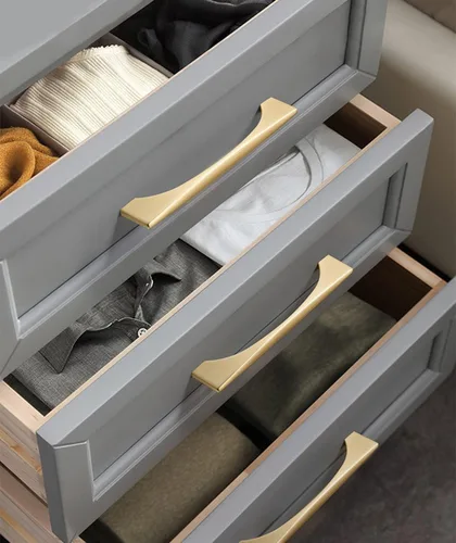 Miniatura 3 de Paquete de 4 tiradores dorados de latón cepillado para cajones de tocador, accesorios de gabinete de baño
