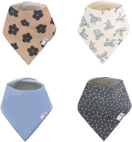 Miniatura 43 de Copper Pearl Baby Bibs 4 Pack, Printed Bandana Drool Bibs for Baby Girl & Boy, Soft Cotton Drooling Teething Bibs Claire