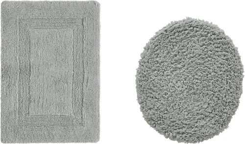 Miniatura 72 de Better Trends Alfombra de Inodoro en Forma de U Cubierta de Asiento de Inodoro de Lujo 100% Algodón Absorbente de Agua, Cubierta de Tapa Reversible