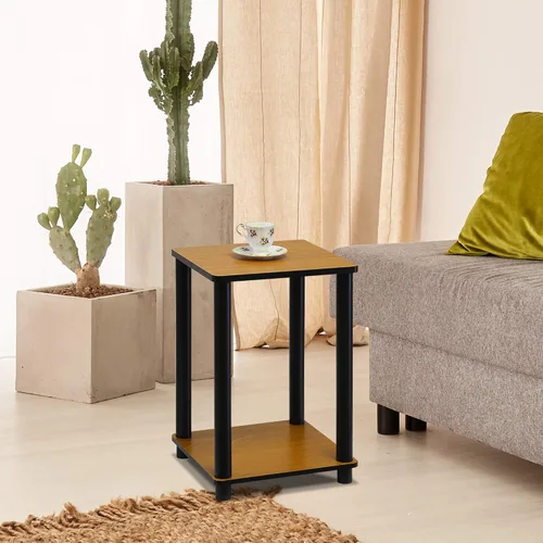 Miniatura 7 de Furinno Estantería básica de almacenamiento de 3 niveles, color cereza claro y mesa auxiliar Turn-N-Tubo, 1 paquete, cereza claro/negro